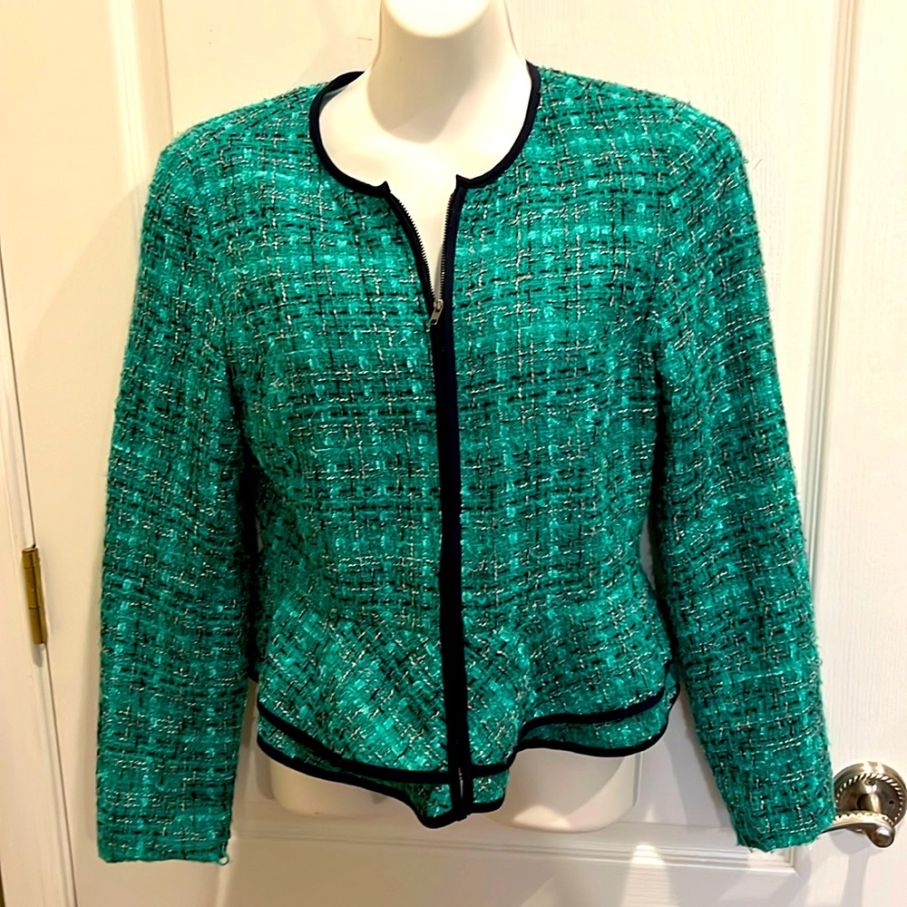 SANDRO Paris Sea Green/Navy Tweed Jacket K814AFJ size S